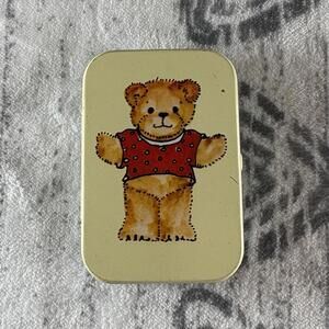 Vintage Enesco Lucy and Me Teddy Bear Tin Pill Box